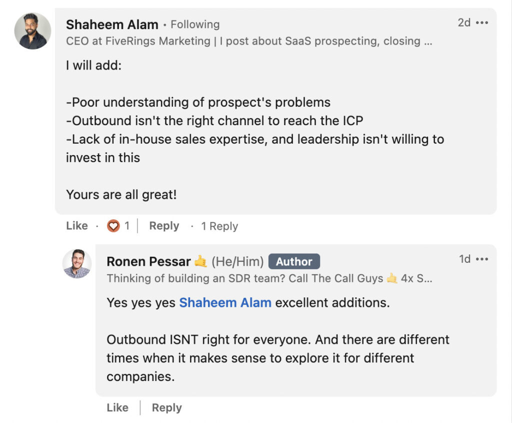 Making thoughtful comments on other linkedin post is part of a great social selling strategy.